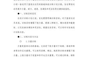 篮球体能系统训练计划方案怎么写